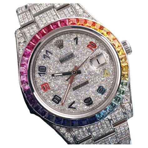 rolex iced out rainbow